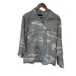 RAILS Women’s Green Everett Camo Shirt Jacket Size Small Linen Blend